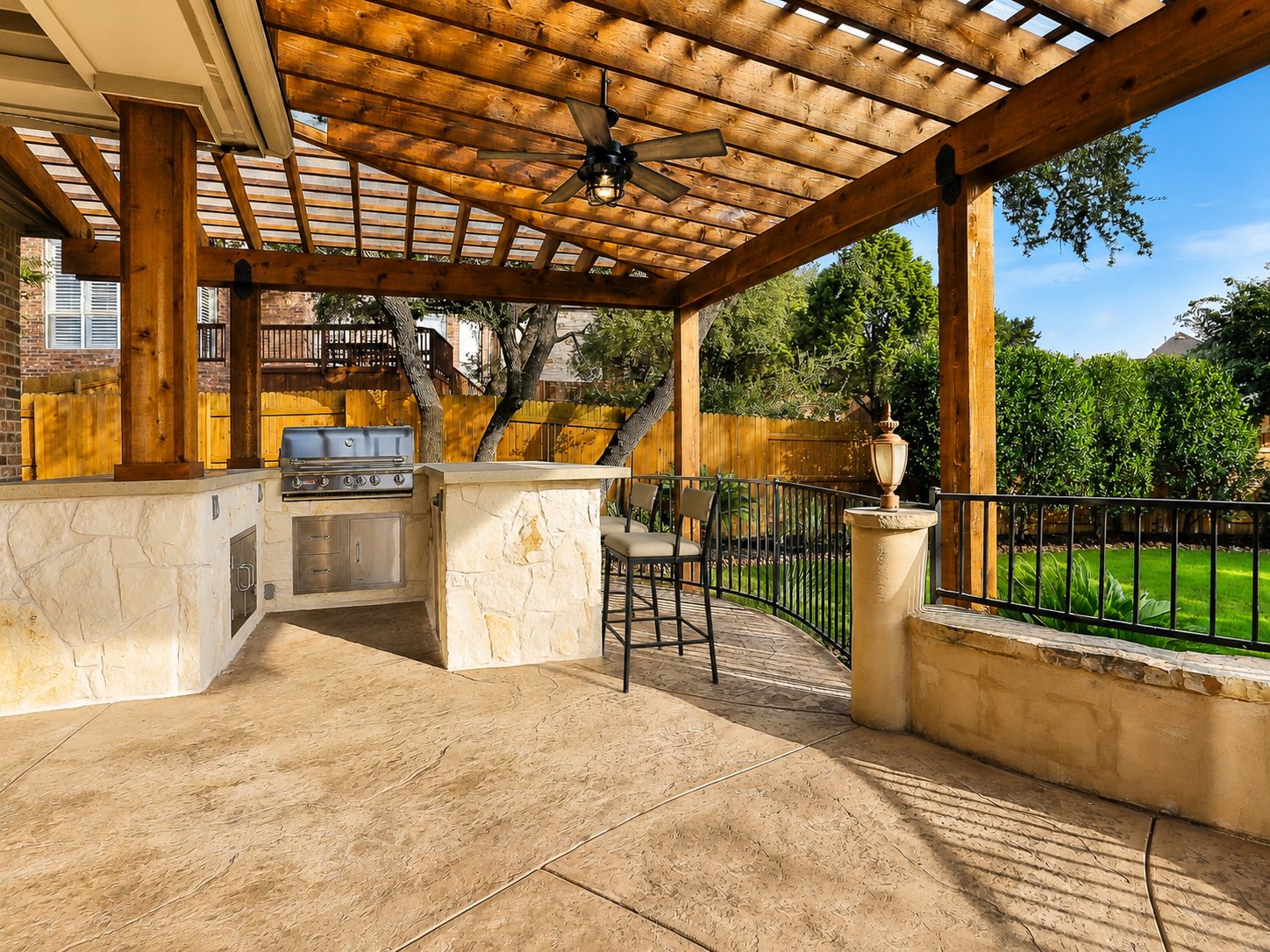 L-Shape Kitchen with Pergola
